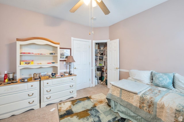 1839 E River Bottom Rd, Springville, UT 84663 - bedroom with light colored carpet and a ceiling fan