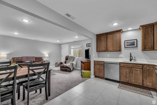 1932 W 200 N, Kaysville, UT 84037 - kitchen featuring light carpet, sink, and stainless steel dishwasher