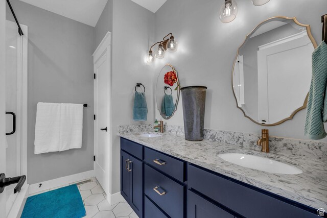 1932 W 200 N, Kaysville, UT 84037 - bathroom with vanity, tile patterned flooring, and a shower with door