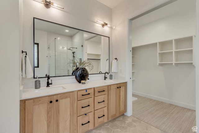 909 W 1180 N, Pleasant Grove, UT 84062 - full bathroom with a shower stall, double vanity, and tile patterned flooring
