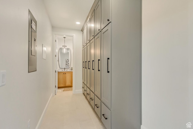 909 W 1180 N, Pleasant Grove, UT 84062 - corridor with baseboards, recessed lighting, and a sink