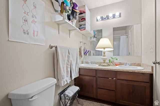 198 N 725 E, Vineyard, UT 84059 - full bath with double vanity, a sink, curtained shower, and toilet