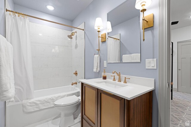 2418 W 4975 N, Cedar City, UT 84721 - full bathroom featuring vanity, shower / bath combination with curtain, and toilet