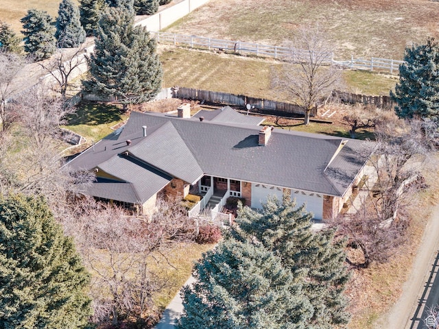 drone / aerial view featuring a rural view