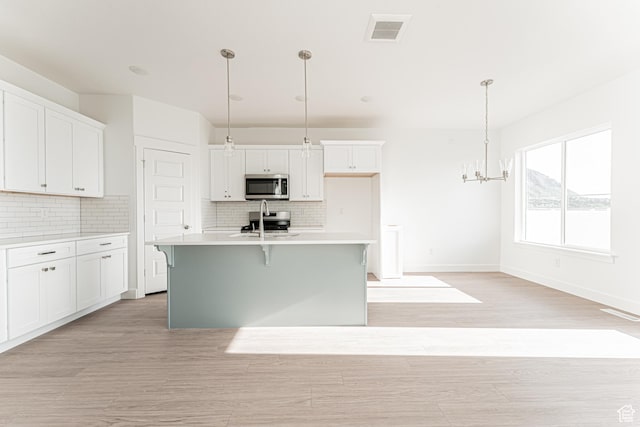 4696 S Alder Dr Unit 214, Mapleton, UT 84664 - kitchen with stainless steel appliances, decorative backsplash, and white cabinets