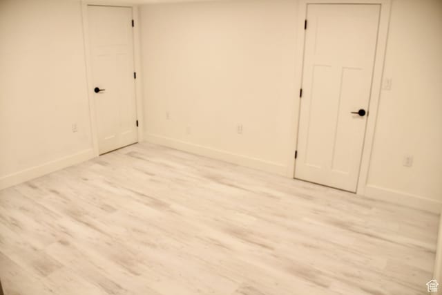 interior space with light hardwood / wood-style floors