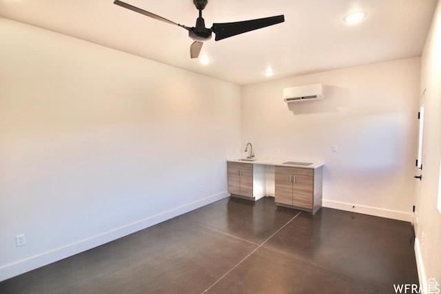 145 Crimson Cliffs Dr, Moab, UT 84532 - unfurnished office with ceiling fan, a wall mounted air conditioner, and sink