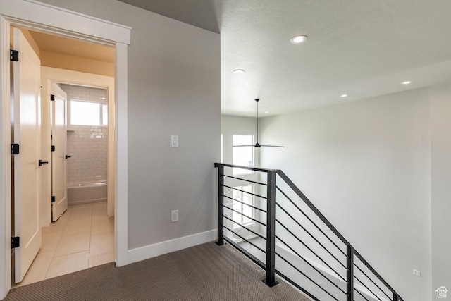 7288 W Hall Crossing Dr S, Herriman, UT 84096 - corridor with an upstairs landing, recessed lighting, and carpet floors