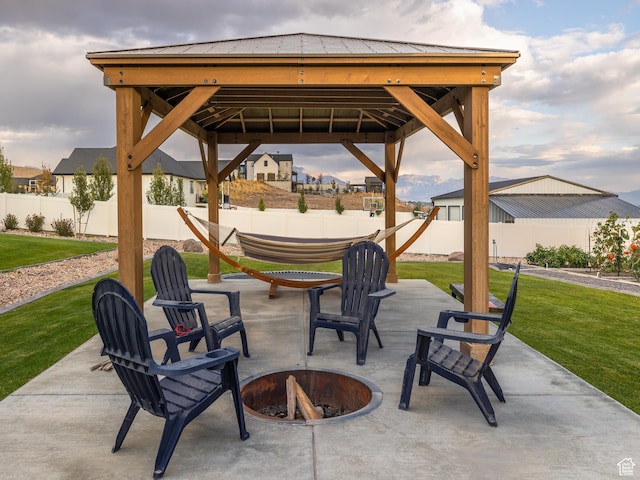 1352 E Abigail Ln, Eagle Mountain, UT 84005 - view of patio with a gazebo and an outdoor fire pit