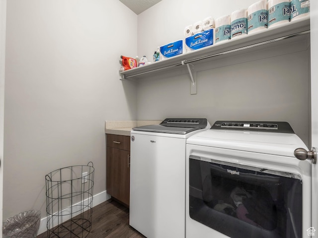 1352 E Abigail Ln, Eagle Mountain, UT 84005 - washroom with dark wood-type flooring, cabinets, and washing machine and dryer