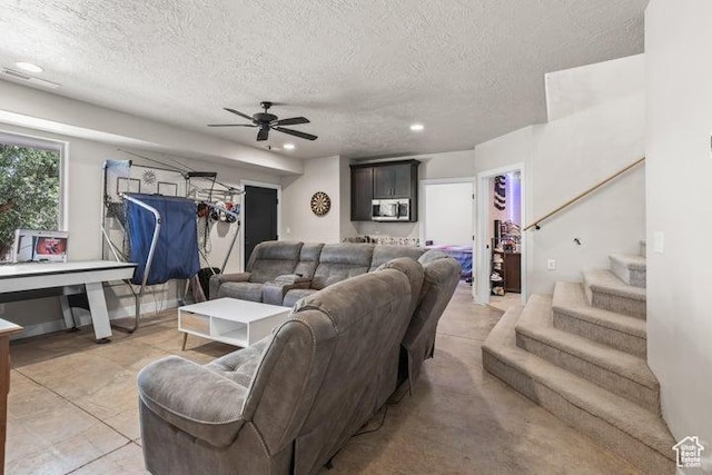 711 W Main St, Enterprise, UT 84725 - living room with ceiling fan and a textured ceiling