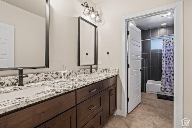 711 W Main St, Enterprise, UT 84725 - bathroom featuring vanity and shower / bathtub combination with curtain