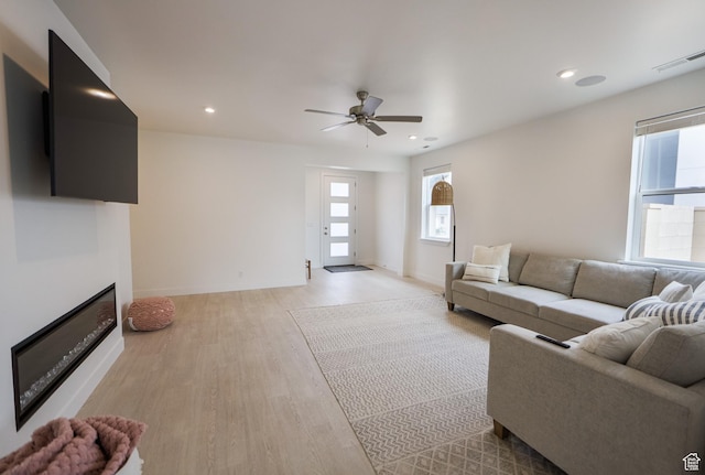 651 W Owen Dr, St George, UT 84790 - living room with ceiling fan and light hardwood / wood-style flooring