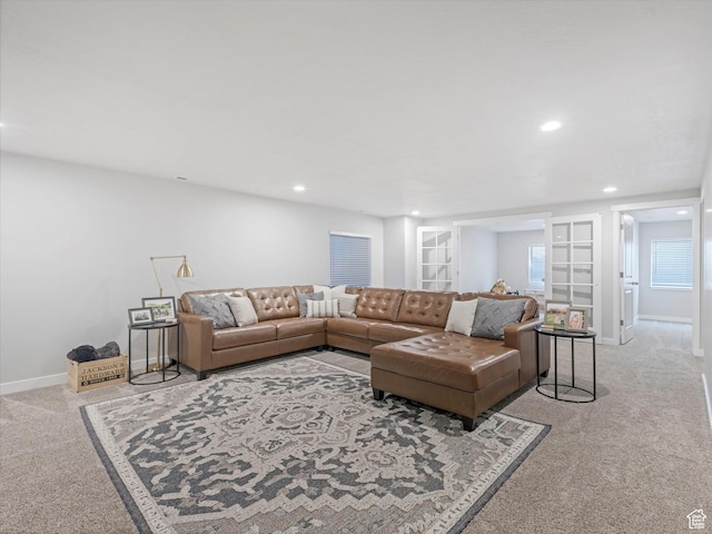 living room featuring carpet floors