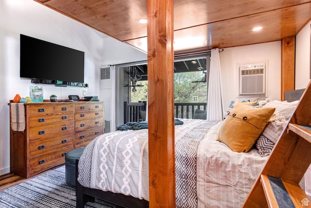 2255 Sidewinder Dr Unit 627, Park City, UT 84060 - bedroom with wood-type flooring, access to outside, and wooden ceiling