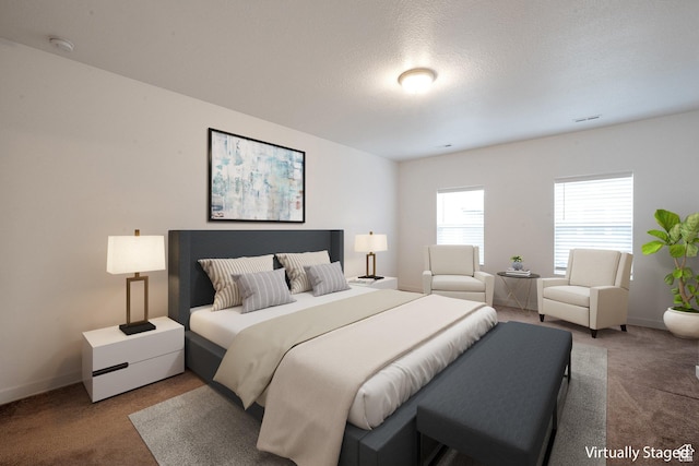 bedroom featuring baseboards and carpet