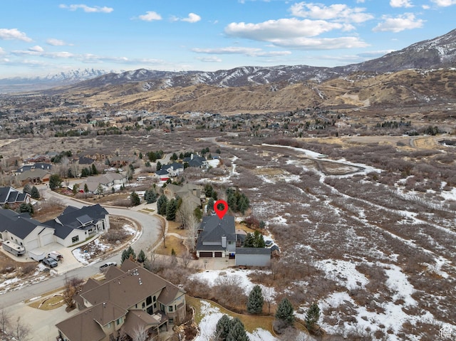 1533 Rosanna Ln, Alpine, UT 84004 - snowy aerial view featuring a mountain view