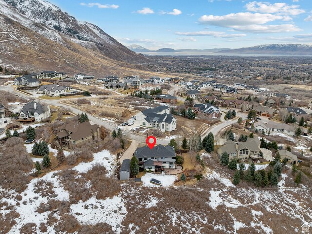 1533 Rosanna Ln, Alpine, UT 84004 - snowy aerial view featuring a mountain view