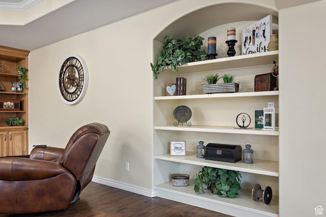 1533 Rosanna Ln, Alpine, UT 84004 - sitting room with dark hardwood / wood-style flooring and built in shelves