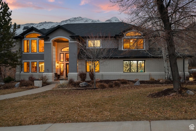 1533 Rosanna Ln, Alpine, UT 84004 - view of front of home with a mountain view and a lawn