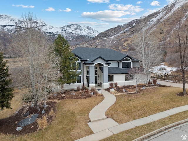 1533 Rosanna Ln, Alpine, UT 84004 - view of front of home with a mountain view and a front lawn