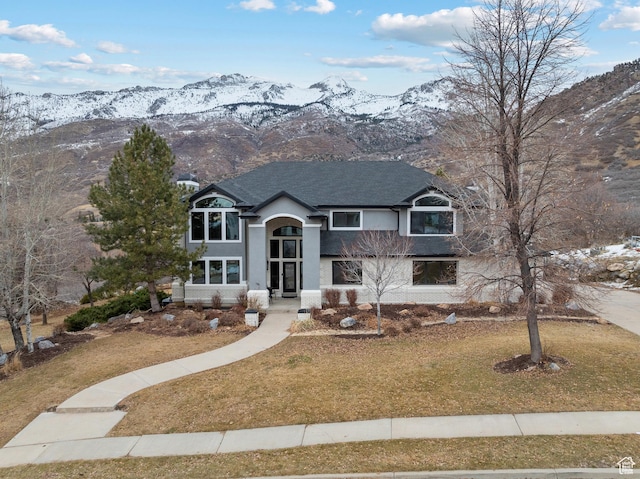 1533 Rosanna Ln, Alpine, UT 84004 - view of front facade with a mountain view and a front lawn