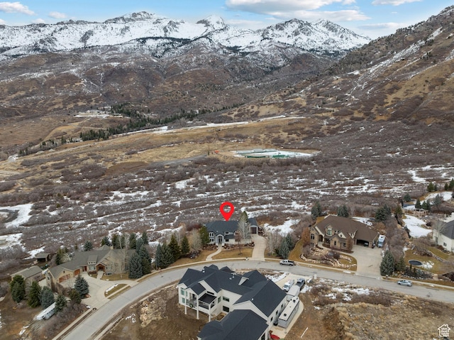 1533 Rosanna Ln, Alpine, UT 84004 - snowy aerial view featuring a mountain view