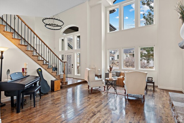 1533 Rosanna Ln, Alpine, UT 84004 - foyer with dark wood-type flooring and a towering ceiling