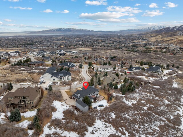 1533 Rosanna Ln, Alpine, UT 84004 - snowy aerial view featuring a mountain view