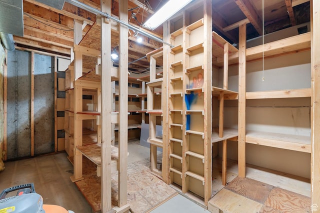 view of unfinished basement