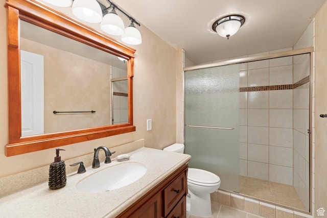 334 S Lariat Way, Grantsville, UT 84029 - full bath featuring toilet, a stall shower, and tile patterned floors