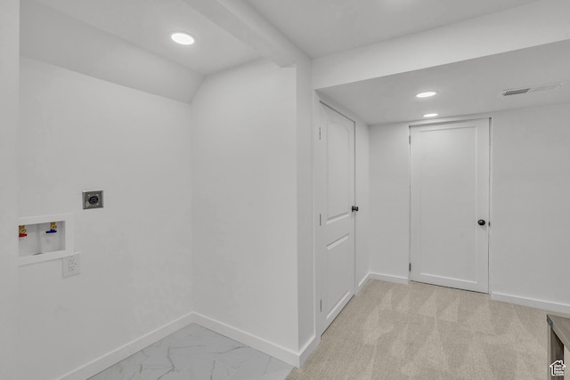 laundry room with electric dryer hookup and washer hookup