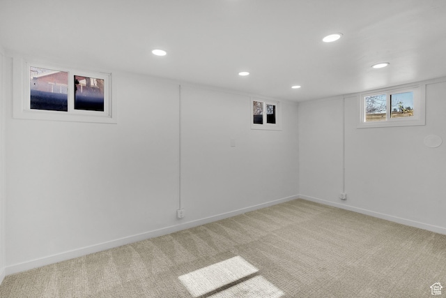 basement featuring carpet flooring