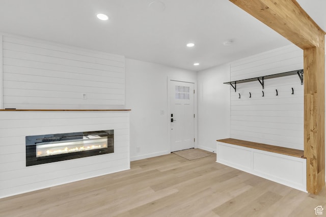 mudroom with light wood-type flooring