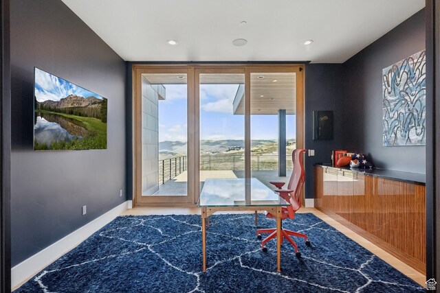 8195 N Ranch Garden Rd, Park City, UT 84098 - office with a wall of windows, baseboards, and recessed lighting