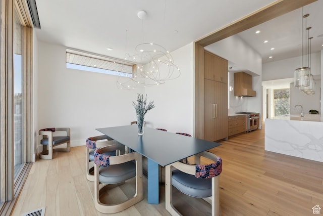 8195 N Ranch Garden Rd, Park City, UT 84098 - dining space with a chandelier, light wood finished floors, and recessed lighting