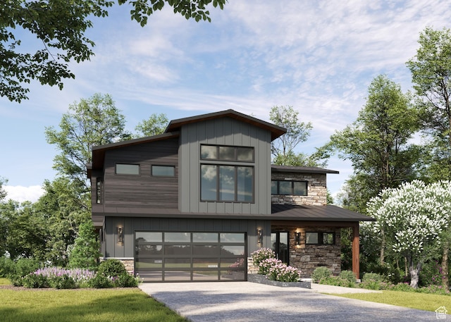 view of front of property featuring a garage
