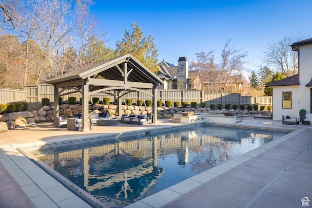6121 Verness Cv S, Holladay, UT 84121 - view of swimming pool featuring a gazebo, outdoor lounge area, and a patio