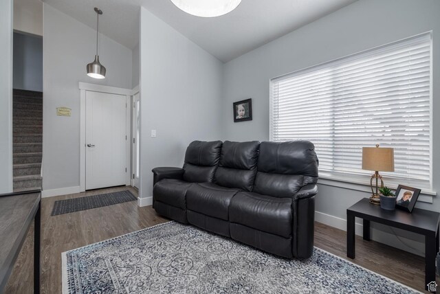 4093 E 4000 S, Vernal, UT 84078 - living room featuring hardwood / wood-style flooring and vaulted ceiling