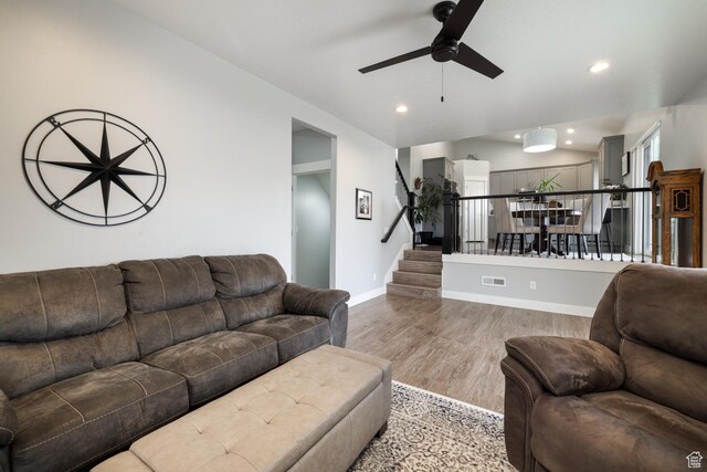 4093 E 4000 S, Vernal, UT 84078 - living room featuring ceiling fan and light wood-type flooring