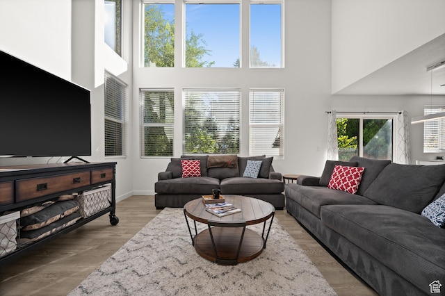 4513 S Bleecker Pl E, Millcreek, UT 84117 - living room with light hardwood / wood-style flooring and a high ceiling