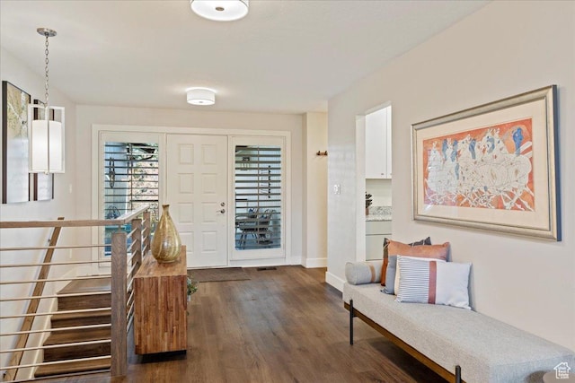 entrance foyer featuring dark hardwood / wood-style flooring