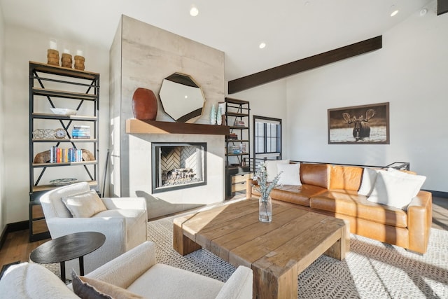 10725 N Hideout Trl, Hideout, UT 84036 - living room with a fireplace, wood finished floors, and recessed lighting