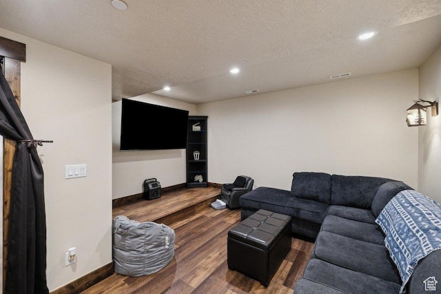 6117 Rocky Ridge Rd N, Peoa, UT 84061 - living room with dark hardwood / wood-style floors and a textured ceiling