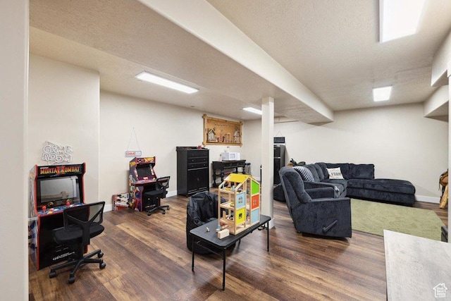 6117 Rocky Ridge Rd N, Peoa, UT 84061 - living room featuring dark wood-type flooring and a textured ceiling