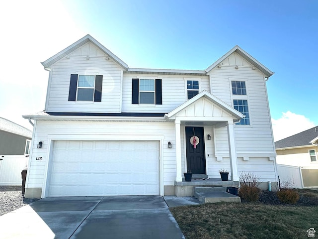 view of front of house with a garage