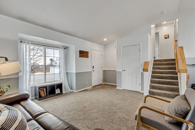 502 N Hidden Cv E, Ogden, UT 84404 - living room featuring lofted ceiling and carpet
