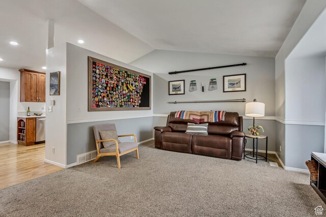 502 N Hidden Cv E, Ogden, UT 84404 - carpeted living room featuring lofted ceiling
