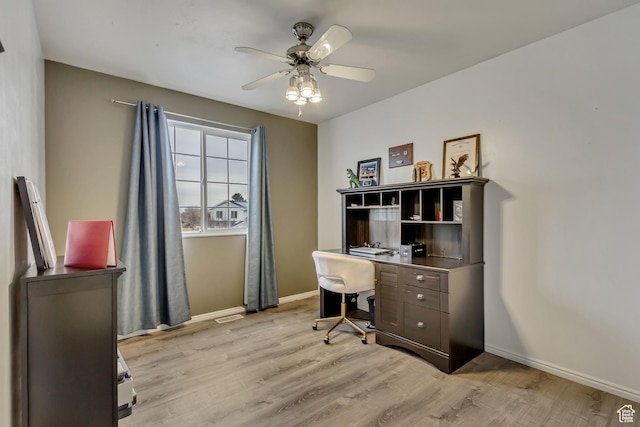 502 N Hidden Cv E, Ogden, UT 84404 - home office with ceiling fan and light hardwood / wood-style floors