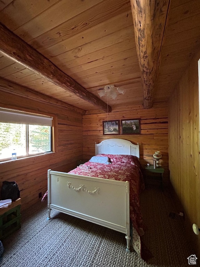 1554 Ireland Ln E, Brian Head, UT 84719 - bedroom with beam ceiling and wood walls